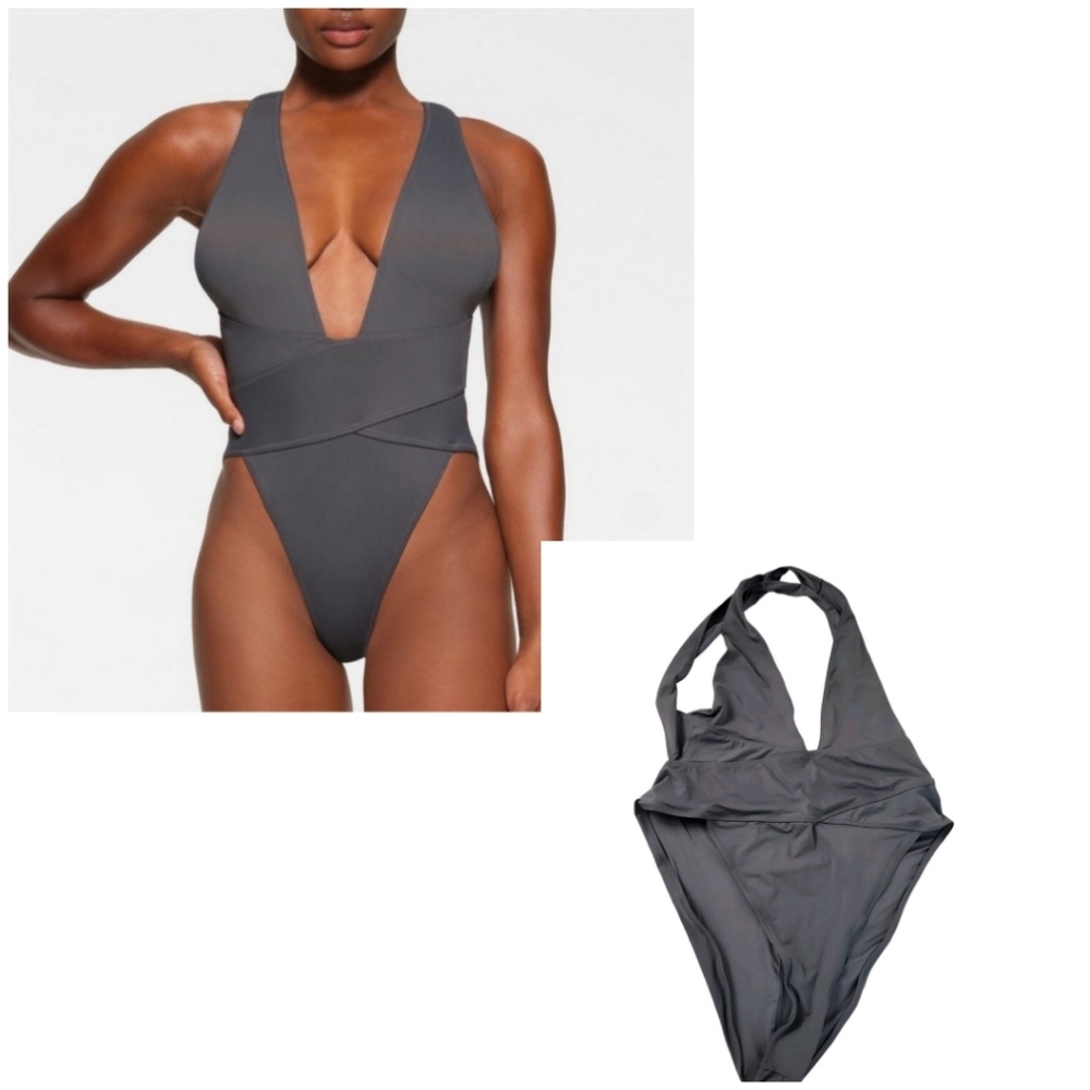 SKIMS Gray Women Swim One Piece